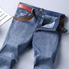 Män jeans nya män jeans vår hösten mäns smarta jeans män klassiska jeans affärsmode rak vanlig blå stretch denim trusslf231111