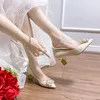 346 Dance puntata a punta autunno tallone a forma di punta 5 cm e 7 cm Scarpe da sposa con fibbia quadrata per banchetti da viaggio tacchi alti 230411 58168 s 38514 s