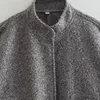 Chaquetas de mujer con botones Bombers gris abrigo de manga larga para mujer bolsillos cálidos prendas de vestir 2023 primavera invierno