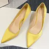 Dress Shoes Office Lady Pointed Toe Red Yellow Green Bridal Wedding Silk Satin Thin High Heels Stiletto Bride 8cm Pump O008 231110