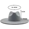 Wide Brim Hats Bucket Hats Men Women Wide Big Brim Wool Felt Fedora Panama Hat with Belt Buckle Jazz Trilby Cap Party Formal Top Hat In gray black 230410