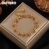 Charm Bracelets DIEYURO 316L Stainless Steel Gold Silver Color Chain Bracelet For Women Classic Rust Proof Fashion Girl Wrist Jewelry Gift 230411