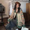 Chandails pour femmes Japonais rétro lâche Cardigan arc-en-ciel Cardigan pull femmes Design sens tricoté rayé veste automne/hiver nouveau vêtement d'extérieur haut zln231111