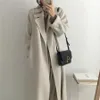 Womens Wool Blends Autumn Winter Warm Mid Length Blend Streetwear Coat Korean Fashion Loose Belt Snow Wear Outwear AllMatch Cardigan Jackets 231110