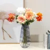 Decorative Flowers Simulation Dahlia Green Plant Silk Fake Home Bedroom Decoration Flower Champagne Plants Branches