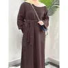 Ubranie etniczne Ramadan muzułmańskie modlitwę Abaya Casual Maxi Sukienka Turcja Arab Arab Islam Kaftan Pelted Femme Dubai Jalabiya Caftan