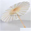 Party Decoration 60cm Chinese Craft Paper Paraply For Pograph Accessory Decor White Longhandle Parasol Drop Delivery Home G Dhoql