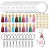 Anahtarlıklar 50 PCS Akrilik Anahtarlık Boşlukları Key Rings ile Kitler Atla Tur Net Diskler Çevreleri DIY için