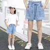 Shorts filles Denim adolescente été dentelle pantalon enfants Bow vêtements enfants fleurs broderie Jean court pour adolescent 230411