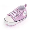 Nouveau-né bébé fille garçon semelle souple chaussure anti-dérapant toile baskets formateurs chaussures tout-petits 0-18M premiers marcheurs infantile nouveau-né mocassin