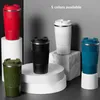 Bouteilles d'eau Double tasse thermos à café en acier inoxydable avec étui antidérapant voiture fiole à vide voyage bouteille isolée 230410