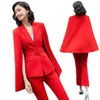 Tweede stuk broek voor dames Koreaanse hoge kwaliteit lente herfst dames poncho cape elegante mantelblazer uit het damu casual kantoor dame mode 2