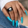 Bandringar Tocona Bohemian Blk Stone Joint Ring for Women Men Charms Dripping Oil Big Joint Ring Gothic Jewelry Cessories 16916 P230411