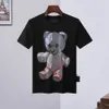 Mężczyźni projektant PP czaszka diament t shirt z krótkim rękawem dolar niedźwiedź brunatny koszulka marki O-Neck wysokiej jakości czaszki TShirt koszulki topy 011