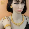 Earrings Necklace ANIID African Jewelry Set Big Necklace Dubai Ethiopian Gold Color Jewelery Earring Bracelet For Women Bridal Choker Wholesale 230410