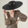 Шляпа шляпы с краями черная плоская лента соломенная шляпа лето для женской девочки Boater Beach Cap с подбородком на открытом воздухе солнце для отдыха