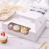 Gift Wrap 10pcs 12Cups Cake Boxes Thickened White Cardboard Portable Cupcake Packaging Box Small Dessert Baking Bags Party Supplies