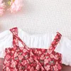 Robes de fille Version coréenne de la jupe florale d'été pour enfants 2023 Ensemble de sac de robe deux pièces pour filles