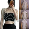 Kedjor Pearl Body Chain for Women Axel smycken Party Wedding Dress Accessory Sexig Beaded Collar Bra Top tröja