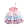 Meisjesjurken meisjes jurk mode mode elegante peuter kinderen verjaardag prinses 4-7 jr tule tutu jurken trouwfeest baby's