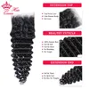 Indian Lace Closure With Hair Bundles 100% Unprocessed Virgin Human Raw Hair Extensions Deep Curly Wave Bundles with Closure Queen Hair Products