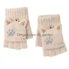 Guanti a cinque dita Guanti a cinque dita Cartone animato Gatto Inverno Peluche lavorato a maglia senza dita Con consegna Top Drop Accessori moda Dhgarden Dhm4Y