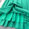 Abito a due pezzi Abiti Autunno Ufficio Blazer da donna Abiti Nuovo Colletto dentellato verde di alta qualità Cappotto monopetto con gonna midi a pieghe 2024