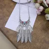 Anhänger Halsketten Feder Vintage Böhmen Halskette Charme Schmuck Silber Farbe lange Erklärung für Frauen tibetischen Großhandel