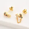 Stud ANDYWEN 100% 925 Sterling Silver Mini Stud Earring Colorful Rainbow CZ Zircon Round Climber Fine Jewelry Luxury 230410