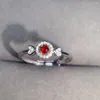 Klaster pierścionków Walentynki Prezent Naturalny i prawdziwy rubinowy pierścień szlachetny zaręczyny dla kobiet Women Greba biżuterii Hurtowa