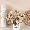 Fleurs décoratives artificielles fausses roses en soie, bouquet d'hortensia, marguerite en plastique, fleur réaliste, décoration de mariage, centres de table