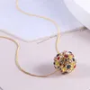 Pendant Necklaces European And American Style Fashion Trend Three-Dimensional Ball Color Gem Sliding Necklace Women