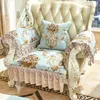 Housses de chaise Housse de canapé de luxe 3 2 1 places Housse de canapé antidérapante Jupe en dentelle chenille Housse de protection de meubles inclinables simples pour le salon