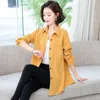 Women's Blouses Corduroy Solid Loose Autumn Winter Thin Casual Vintage Turn-down Collar Button Comfortable Women's Clothing 2023 Simple