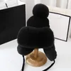 Bérets Chapeau de bombardier en tricot en peluche pour femmes Bonnet de boule de laine Chapeaux de protection d'oreille Bonnet d'hiver Chaud Thicke Earflap Pompon Bonnet de ski tricoté