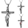 Charms Johnny Hallyday Guitar Cross Pendant 3 Colors Punk Stainless Steel Necklace With Black Rope Chain Men Necklaces Jewelry Gift 230411