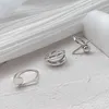Pierścienie opaski Livvy srebrny kolor otwartego pierścienia proste okrągły krzyż dwukrotnie krąży regulowane pierścienie moda srebrna biżuteria P230411