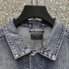 b Family's New Sleeve with Bb Paris English Letters Hand Painted Graffiti on Both Sides Unisex Denim Jacket