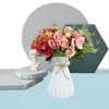 Vase 1PC Nordic Style Flower Vase Plastic White Pink Grey Imitationウェディングデスクトップ用のセラミックフラワーポットフラワーバスケット