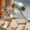 Vase Big Belly Striped Glass Vase Decoration Home Ornamentリビングルームとダイニングテーブルの透明な花のアレンジ