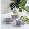 Bardak tabaklar Avrupa tarzı çaydanlık kemik Çin kahve fincanı tabak set el boyaması çizgili seramik İngilizce öğleden sonra çayı içme
