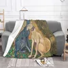 毛布Gustav Klimt Greyhound Dog Art Throw Braind Flannel Whippet Sihthound Lurcher for Bed Car Couch Quilt