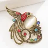 Brooches Vintage Rhinestone Fire Bird Lapel Pins Phoenix Accessories Coat Sweater Clothing Animal Opal Brooch For Women Party Jewelry