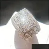 Med sidogonter Mens Sier Diamond Ring Högkvalitativa modförlovningsringar för kvinnor Drop Leverans smycken Dhgarden Otiqs