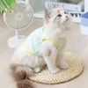 Trajes de gato xadrez filhote de cachorro colete durável respirável algodão sem mangas camisa macia cão hoodies para a primavera e verão