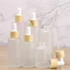 Vorratsflaschen Gläser 20 ml 30 ml 40 ml 50 ml 60 ml 80 ml 100 ml Frosted Dropper Flasche mit Bambusdeckel Pipette Ätherisches Öl leer2658