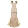 Casual Dresses 1920s Gatsby Party Length Dress Vintage Women Sequins Maxi Vestidos Beaded Flapper 20s Club Floor-Length