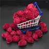 Decorative Flowers 50pcs 100pcs 200pcs Mini Burgundy PE Foam Roses Head Fake Flower Handmade Wedding Decoration