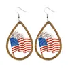 Dangle Chandelier 2023 4 juillet Amour Drapeau américain imprimé Jour indépendant Larme Dangle Drop Cut Boucles d'oreilles en bois pour femmes Patriotisme Bijou Z0411