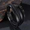 Charmarmband anpassningsbar gravering svart flerskikt läder armband armband män smycken casual manlig party handband pojkvän gåvor fr1178 230411